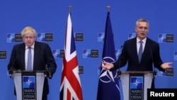 İngiltere Başbakanı Boris Johnson ve NATO Genel Sekreteri Jens Stoltenberg Brüksel'de ortak basın toplantısı düzenledi.